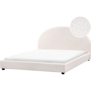BELIANI Minimalist Upholstered Bed eu Super King Size 6ft Boucle Off-White Vaucluse