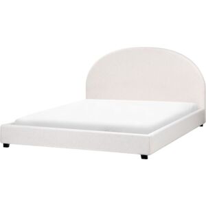 BELIANI Minimalist Upholstered Bed eu Super King Size 6ft Fabric Off-White Vaucluse