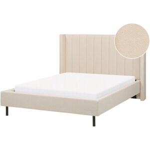 BELIANI Modern Bedroom Boucle eu Double Size Bed Frame Beige Slatted Base Villette