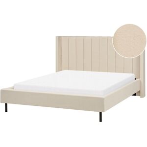 BELIANI Modern Bedroom Boucle eu King Size Bed Frame Beige Slatted Base Villette