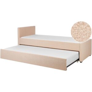 BELIANI Modern Boucle eu Small Single Trundle Bed Frame 2ft6 Slatted Peach Pink Marmande