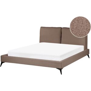 BELIANI Modern Boucle Upholstered eu King Size Bed Frame 5ft3 Brown Slatted Base Melle