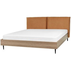 Beliani - Modern eu Super King Size 6ft Bed Faux Leather Headboard Golden Brown Limanton