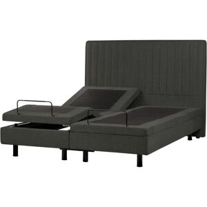 BELIANI Modern eu King Size 5ft3 Electric Bed Adjustable Remote Control Upholstery Fabric Dark Grey Duke ii