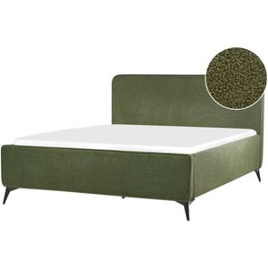 BELIANI Bed Boucle VALOGNES 160 x 200 cm (EU King Size) Dark Green