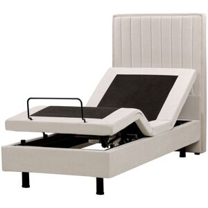 BELIANI Modern eu Small Single 2ft6 Electric Bed Adjustable Remote Control Fabric Upholstery Light Beige Duke ii