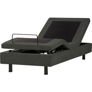 BELIANI Modern eu Single 3ft Electric Bed Adjustable Remote Control without Headboard Polyester Dark Grey Duke ii