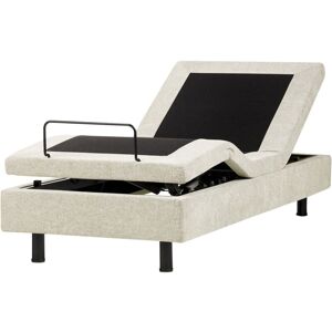 BELIANI Modern eu Small Single 2ft6 Electric Bed Adjustable Remote Control without Headboard Polyester Beige Duke ii