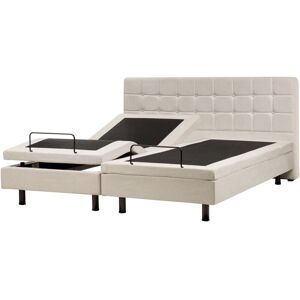 BELIANI Modern eu Super King Size 6ft Electric Bed Adjustable Remote Control Light Beige Duke