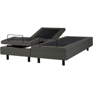 BELIANI Modern eu Super King Size 6ft Electric Bed Adjustable Remote Control without Headboard Polyester Dark Grey Duke ii