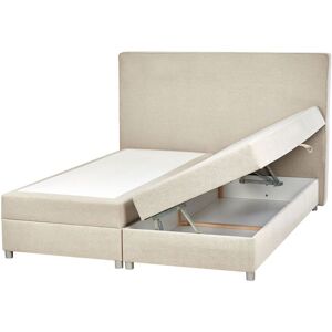 BELIANI Modern Fabric Divan Bed Set with Storage eu King Size 5ft3 Light Beige Continental Ottoman Bed Bonnell springs Minister