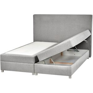 BELIANI Modern Fabric Divan Bed Set with Storage eu King Size 5ft3 Light Grey Continental Ottoman Bed Bonnell springs Minister