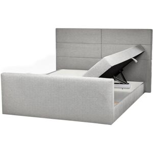 BELIANI Modern Fabric Divan Bed Set with Storage eu Super King Size 6ft Light Grey Bonnell Spring Mattress Continental Ottoman Bed Aristocrat