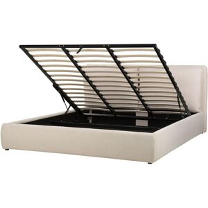 BELIANI Modern Fabric eu Super King Size Bed Frame 6ft Storage Upholstered Light Beige Bajonna