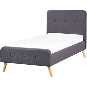 Beliani - Modern Linen Upholstered Fabric eu Single Bed Frame 3ft Slatted Grey Rennes