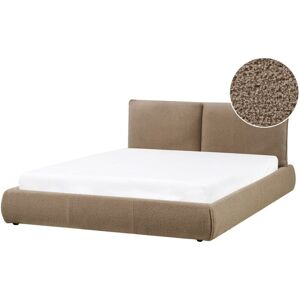 BELIANI Modern Upholstered Boucle Bed eu King Size 5ft3 Frame Slatted Base Brown Vinay