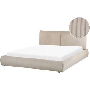 BELIANI Modern Upholstered Corduroy Waterbed eu King Size 5ft3 Frame with Mattress Taupe Vinay