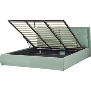 BELIANI Modern Velvet Fabric eu Super King Size Bed Frame 6ft Storage Upholstered Green Bajonna