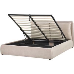BELIANI Modern Velvet Fabric eu King Size Bed Frame 5ft3 Storage Upholstered Beige Bajonna