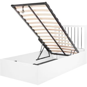 Beliani - Modern Wooden eu Single Bed Frame 3ft mdf Slatted Base Ottoman Storage Bedroom White Rouvillers
