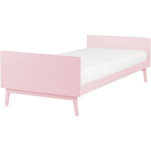 Beliani - Modern Wooden eu Single Bed Frame 3ft Pine Wood Slatted Base Pastel Pink Bonnac