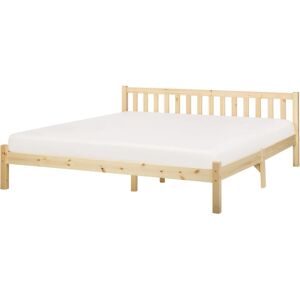 Beliani - Modern Wooden eu Super King Bed Frame 6ft Pine Wood Slatted Base Light Florac