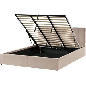 BELIANI Ottoman Bed Velvet DREUX 180 x 200 cm (EU Super King) Taupe
