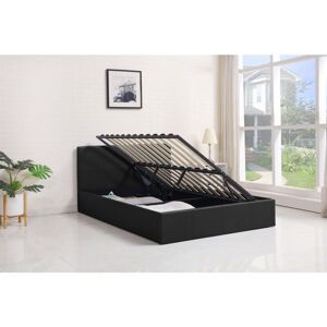 Kosy Koala - Ottoman Bed Gas Lift Storage Leather Black 3ft Single Leather Pine Wood Bedroom