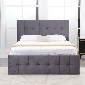 KOSY KOALA Ottoman Storage Bed grey 3ft single and 1 mattress velvet cushioned bedroom