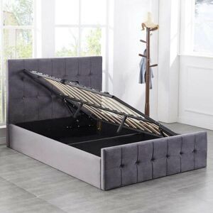 Kosy Koala - Ottoman Bed Gas Lift Storage Grey 4ft Small Double and 1 Mattress Cushioned Velvet Bedroom