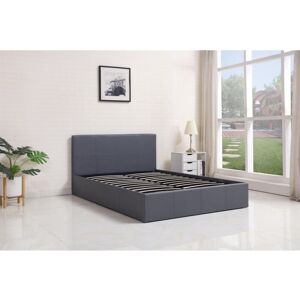 Kosy Koala - Ottoman Bed Gas Lift Storage Leather Grey 4ft Small Double with 1 Mattress Pine Wood Bedroom
