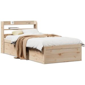 BONNEVIE Single Bed,Adult bed,Bed Frame with Headboard 90x200 cm Solid Wood Pine VSVS952082