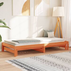 BONNEVIE Single Bed,Adult bed,Day Bed with Trundle without Mattress Wax Brown 90x200 cm VSVS101091