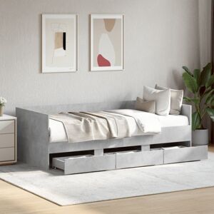 Bonnevie - Single Bed,Adult bed,Daybed with Drawers without Mattress Concrete Grey 100x200 cm VSVS827142