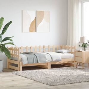 BONNEVIE Single Bed,Adult bed,Pull-out Day Bed without Mattress 2x(80x200) cm Solid Wood VSVS927578