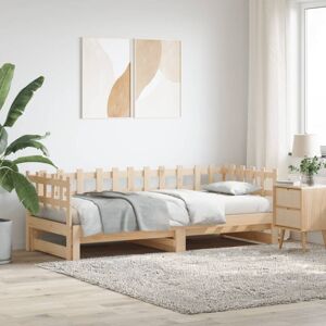 Bonnevie - Single Bed,Adult bed,Pull-out Day Bed without Mattress 2x(90x200) cm Solid Wood VSVS262501