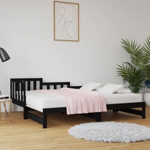 BONNEVIE Single Bed,Adult bed,Pull-out Day Bed without Mattress Black 2x cm Solid Wood Pine VSVS552696