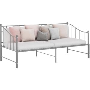 BONNEVIE Single Bed,Adult bed,Pull-out Sofa Bed Frame without Mattress Grey Metal 90x200 cm VSVS872210