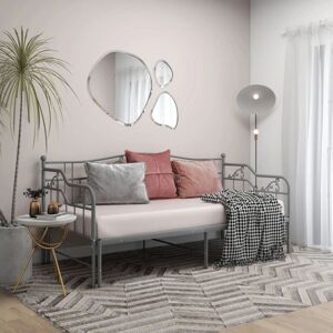 BONNEVIE Single Bed,Pull-out Sofa Bed Frame without Mattress Grey Metal 90x200 cm VSVS10204