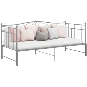 BONNEVIE Single Bed,Pull-out Sofa Bed Frame without Mattress Grey Metal 90x200 cm VSVS14819