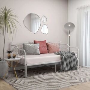 BONNEVIE Single Bed,Pull-out Sofa Bed Frame without Mattress White Metal 90x200 cm VSVS62699
