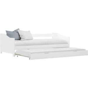 BONNEVIE Single Bed,Pull-out Sofa Bed Frame without Mattress White Pinewood 90x200 cm VSVS98744