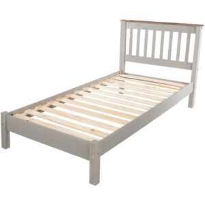 Core Products - Single Grey Washed 3' Slatted Low End Solid Pine Bedstead Bed Frame With Slats