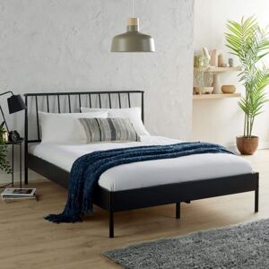 Home Source - Small Double Black Metal Bed Frame with Headboard Home Bedroom Furniture