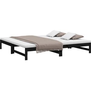 Pull-out Day Bed without Mattress Black 2x(100x200) cm vidaXL