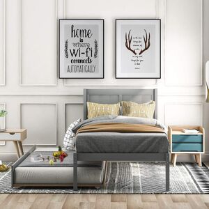 Sweevt - Twin Daybed with Trundle, Wood Sofa Bed Frame Headboard and Footboard and Pull Out Trundle No Box Spring Needed, Easy Assembly - Gray