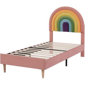 DEWDAT Upholstered bed 90190, with slatted frame and headboard, youth bed, for adults & teenagers, wooden slat support, easy assembly, height-adjustable