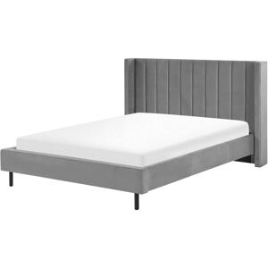 Beliani - Modern Bedroom Velvet eu King Size Bed Frame 5ft3 Grey Slatted Base Villette