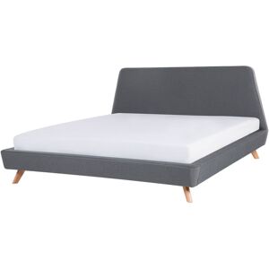 Beliani - Modern Fabric eu Super King Size Bed Frame 6ft Grey Linen Slatted Base Vienne