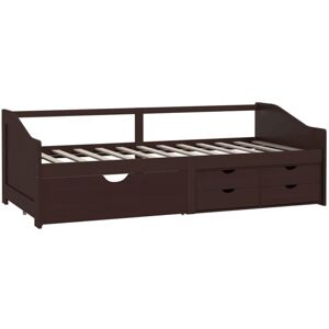 3-Seater Day Bed without Mattress Dark Brown Solid Pinewood 90x200cm Vidaxl
